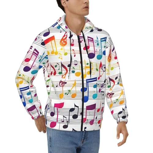 Sweat à capuche homme notes de musique pull chaud extensible contre le froid