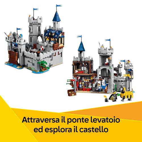 Creator 3 in 1 Castello del Cavaliere Medievale - Giocattolo Trasformabile in Scena di Torneo o in Villaggio - Include 6 Minifigure - Regalo Creativo per Bambini e Bambine da 9 Anni in su - 31168 - Lego - Immagine 4
