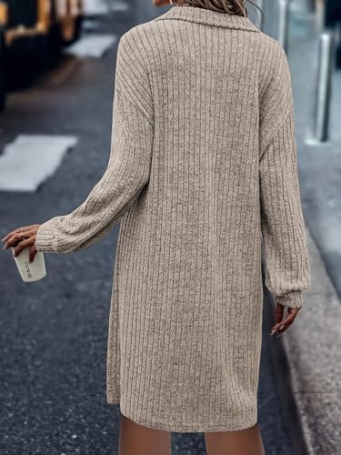 Robe pull tricotée chaude avec fermeture éclair pour l'hiver - 5