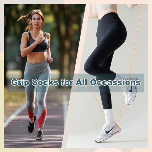 Image of BISOUSOX Pilates Socks with Grips for Women, Anti Slip Grippy Yoga Barre Socks, Full Sole Sticky Reformer Workout Sock