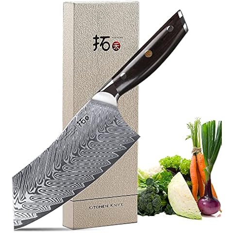 TURWHO Hackmesser Damaststahl, Klingenlänge: 17,8 cm Cover