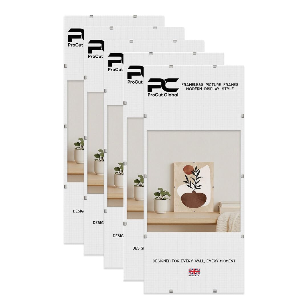 Procut Global 32x8" Frameless Clip Picture Frames For Photos - Pack of 5 — image 1