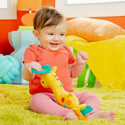 Image of Bright Starts Safari Soother Rattle & Teether Toy for Stroller and On-The-Go - Giraffe - Unisex, Newborn +