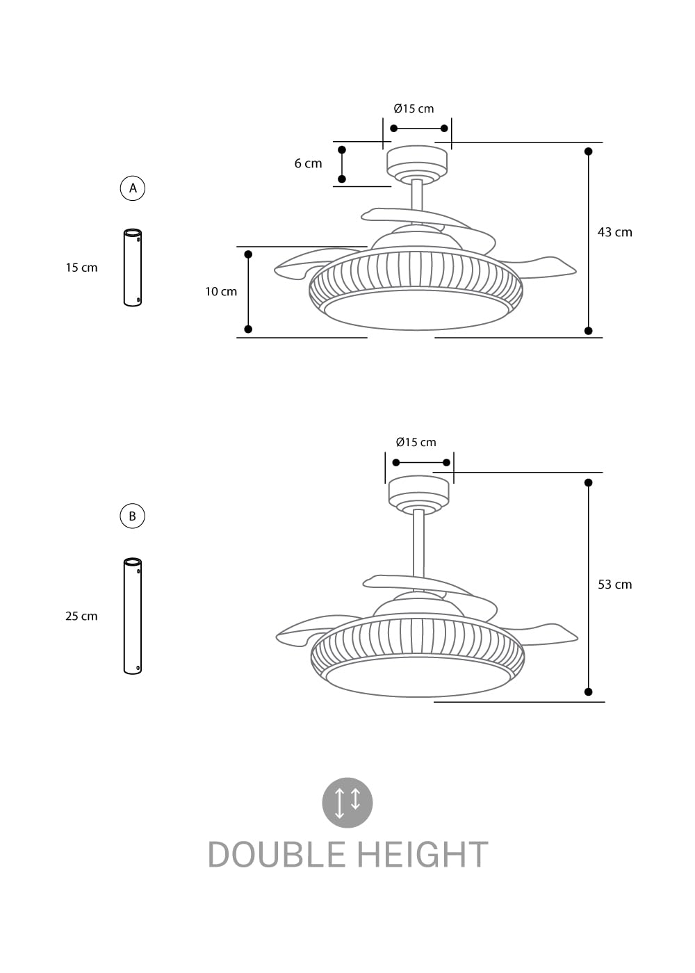 CREATE WINDCLEAR RATTAN/Ventilatore a soffitto con illuminazione bianca ovale con Wi-Fi e telecomando/6 velocità, funzionamento invernale estivo, ali retrattili, programmabili, 40 W, Ø 107 cm