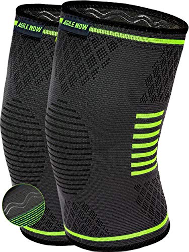 Kniebandage [2er Set ] [M - XL] Premium inkl. Ultimativer Ratgeber E-Book die Kniebandage Männer Sport & Kniebandage Damen Green Line XL