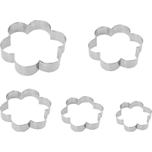ZCZQC 5PCS Six Petal Flower Shaped Cookie Cutters Set Small Size 3.15 2.76 2.36 1.97 1.57 Inch Stainless Steel Cutting Dies For Dough Gummies Rice Balls Cake Embryos Cheese Shaping And Cutting