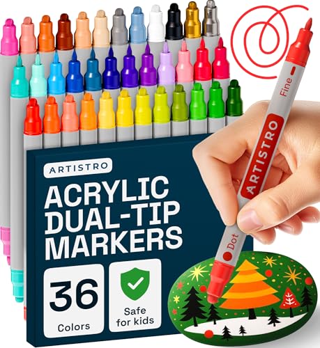 ARTISTRO 36 Acrylic Paint Markers for Rock, Fabric, Wood, Glass, ...