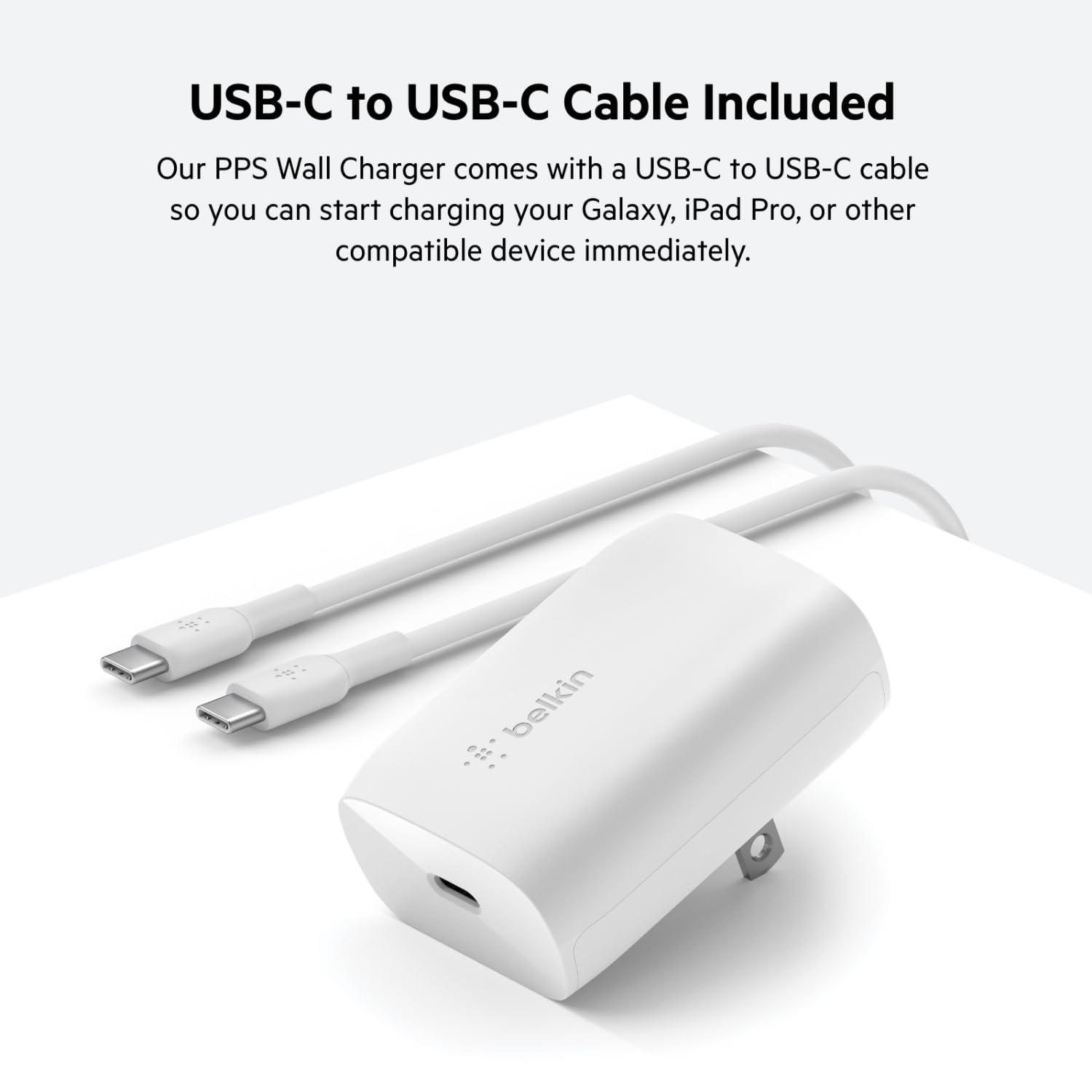 Belkin Caricatore da parete USB C da 30 W con cavo USB-C a Lightning, PPS, PowerDelivery, USB-IF certificato PD 3.0 Ricarica rapida per iPhone 13, Pro, Pro Max, Mini e altro