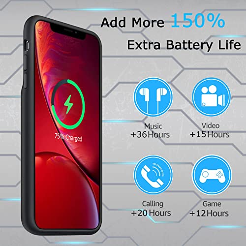 Kckem FYT Battery Case For Iphone Xr, Upgraded 10000Mah Rechargeable Portable Extended Battery Pack Supported Qi Wireless Charging Case Compatible With Iphone Xr thumb #1
