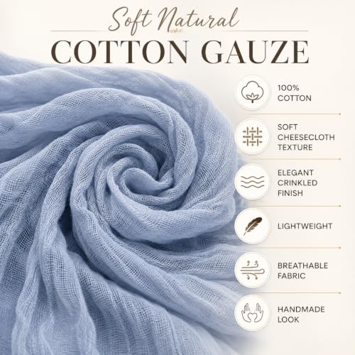Dusty Blue Cheesecloth Table Runner 141 in Long, Blue Gauze Table Runner, Cheese Cloth for Wedding Decoration, Boho Baby Boho Baby Shower 2 Pieces by Your Magic Moment - Used condition - Image 2