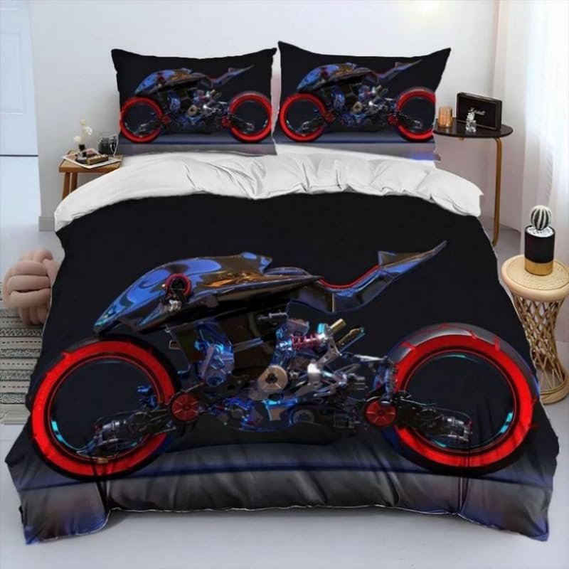 Housse de couette 240 x 260 cadeau homme moto noire pour un mariage ou un anniversaire