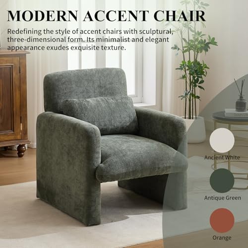 Sillón Escultural Chenille Verde Antiguo miniatura 3
