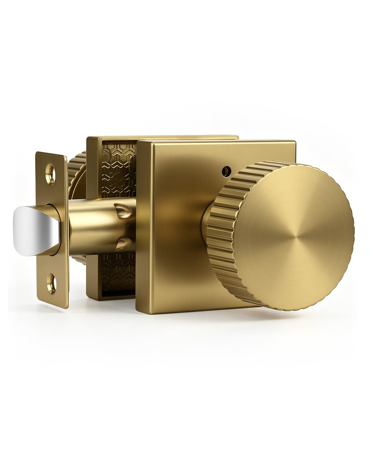 Satin Brass Door Knobs - Keyless Passage Handles -10