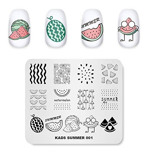 KADS Nail Art Stamping Plate Template Warm Colour Summer Series Watermelon Stamp Plate Nail DIY Tool (SU001)-image-40