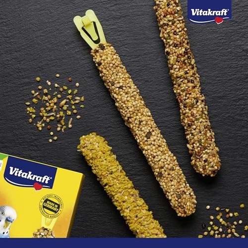 Vitakraft Kräcker Mix, Vogelsnack, Knabberstangen, mit Ei und Grassamen, mit Aprikose und Feige, mit Honig und Sesam, zur Schnabelpflege, ohne Zusatz von Zucker (10x 80g)