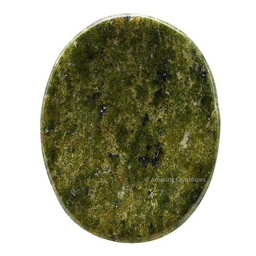 Image of Amazing Gemstone Vesuvianite Worry Stone Crystals and Healing Stones - Stones for Stress Relief - Piedra Crystal Fidget for Meditation, Relaxation - Unique Stocking Stuffers and Birthday Gift