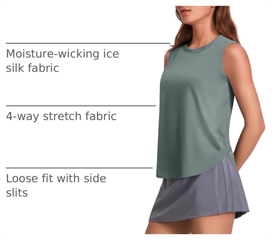 Image of PINSPARK Workout Tank Tops Woman Ice Silk UPF 50+ Athletic Yoga Shirts