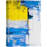 SIGNWIN Canvas Wall Art Bright Yellow, Blue, Black and White Color Blocks and Textures Abstract Brushstroke Oil Painting Minimalism Modern Closeup for Living Room, Bedroom, Office - 12x18 inches