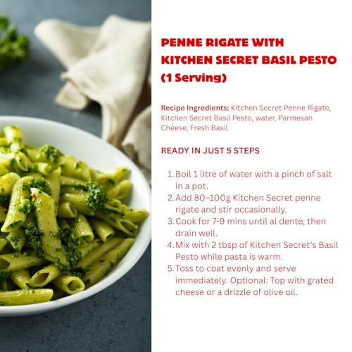 Image of Kitchen Secret Penne Pasta 500gm- 100% Durum Wheat Semolina, Fresh Pasta with High in Protein & Fiber, 100% Eggless, No Maida & No Preservatives, Easy To Cook Tasty Italian Dish Anytime (Pack of 2)
