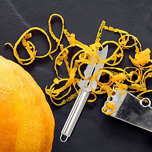 Image of 4 in 1 Stainless Steel Vegetable Peeler with Knife, Bottle Opener & Serrated Edge, Multipurpose Fruit and Vegetable Peeling Tool with Hanging Loop, Kitchen Peeler