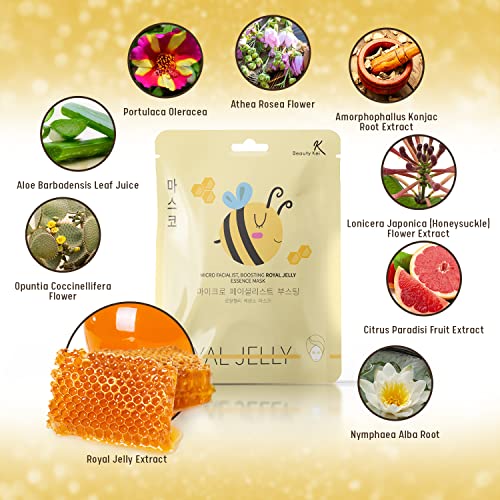 Korean Skincare Face Mask Set: Aloe Vera, Snail Jelly, Royal Jelly, Mango, and Q10 Masks - Deep Hydration, Moisturizing, Anti-Aging, and Wrinkle Care Bundle - Image 5