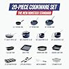 Blue Diamond 20 Piece Nonstick Cookware Set, Diamond Ceramic Pots & Pans, Dishwasher & Metal Utensil Safe, Non Toxic PFAS-Free, Kitchen Cooking Sauce & Saute Pans, Oven & Broiler to 600F, Blue #3