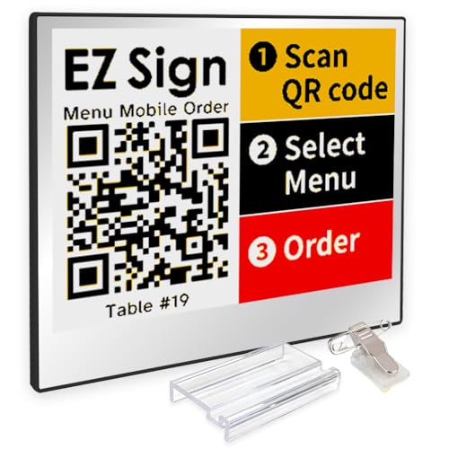 [Santek] EZ Sign NFC E-Paper Display No Battery Ultra-Thin 0.13 Rewritable 4-Color Digital Display App-Controlled (iOS/Android/PC) IP65 (Silver 4.2 inch)