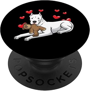 Dogo Argentino Dog With Stuffed Animal And Hearts PopSockets Swappable PopGrip