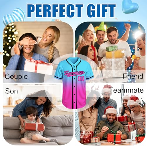Image of Custom Baseball Jersey Personalized Stitched or Printed Name Number Baseball Shirt Sports Uniform Gifts for Men Women Youth