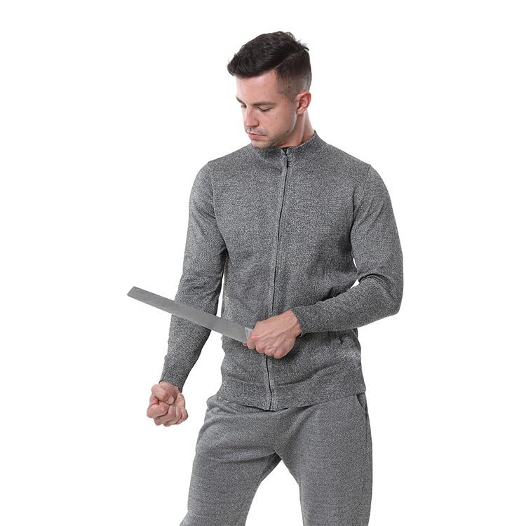 Jednostronny Zamek Błyskawiczny Dzianinowy, Lekka Kurtka, Odzież Robocza Odporna Na Zużycie/Przecięcia/Przecięcia, Dla Policji I Pracowników Ochrony,3XL-Grey