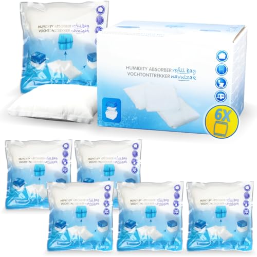 6x Luftentfeuchter Nachfüllpack 400g Raumentfeuchter universelle Feuchtigkeits-Stopper Granulat - Beutel (6x Nachfüllpack 400g)