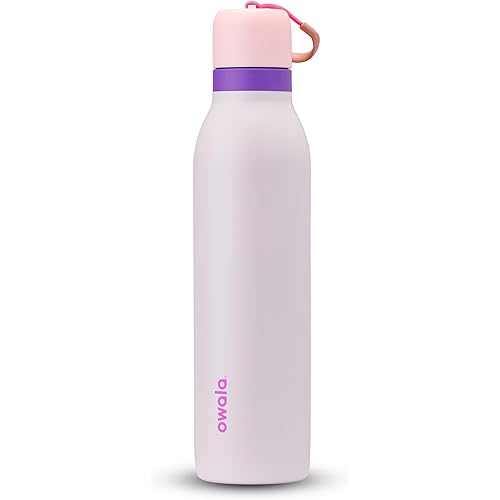 Owala FreeSip Twist Insulated Stainless Steel Water Bottle with Straw for Sports and Travel, BPA-Free, 24-oz, Pink/Purple (Dreamy Field)