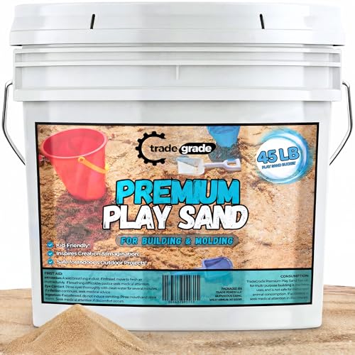 Image of Trade Grade Play Sand for Sandbox Sand for Kids - 45 lb Bucket Natural Play Sand for Kids, Sensory Play, Tables, & Outdoor Fun, Perfect for Wet Castle Building & Creativity