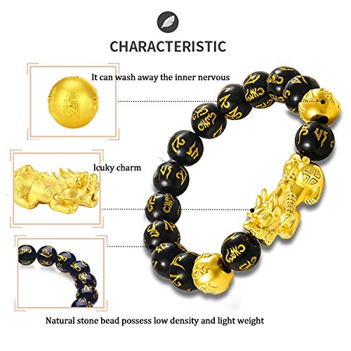 Rioso Feng Shui Good Luck Bracelets For Men Women Obsidian Bead Dragon Lucky Charm Bracelet Pixiu Pi Yao Attract Wealth Money Feng Shui Jewelry #TOP2