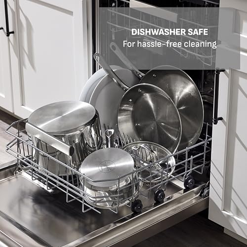 Image of T-Fal Gourmet 11 inch & 12 inch Stainless Steel Pan Set, Induction Compatible, Dishwasher Safe, Oven Safe to 500F, Skillet Set, Frying Pans, Silver