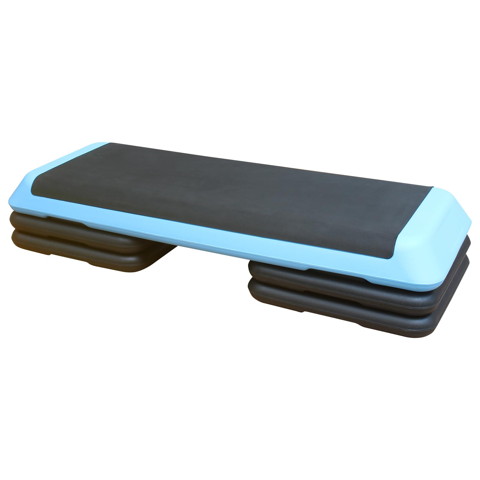 Plataforma aeróbica, 110 cm, altura regulable 10-20 cm, stepper para cardio y entrenamiento de fuerza, máx. 550 libras, azul
