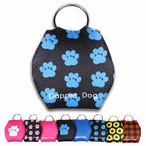 Image of Dapper Dog - Dog Tag Silencer with Tag Ring (Black with Dark Blue Paw Prints)