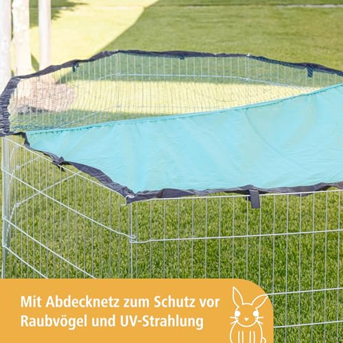 Kerbl Pet Freigehege, Auslauf, 8 Gitterelemente á 57x56 cm, Metall verzinkt, mit Abdeckung und Sonnenschutz, erweiterbar