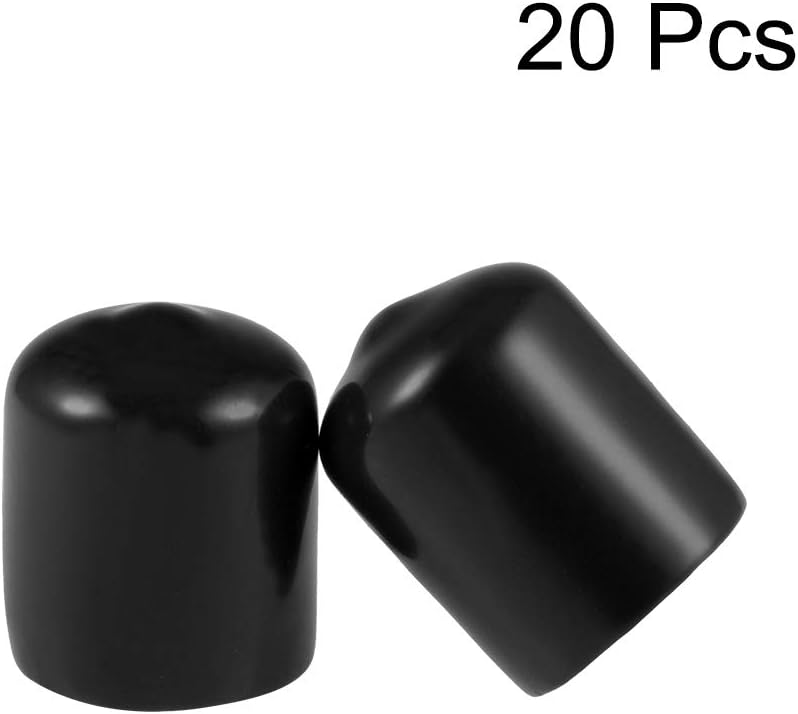 sourcing map 20pcs Rubber End Caps 15mm ID Vinyl Round Tube Bolt Cap Cover Thread Protectors Black - Image 3