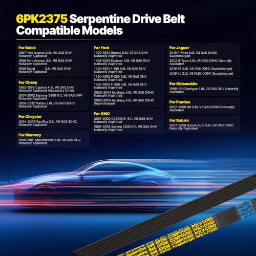Image of 6PK2375 Serpentine Belt with 2008-2012 Chevrolet Malibu 3.6L