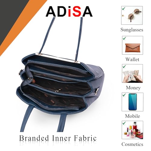 Image of ADISA two tone handbag 3 compartments shoulder bag for women and girls with sling belt (AD4084)