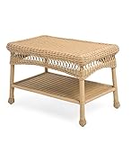 Plow & Hearth 39006-NT Easy Care Outdoor Resin Wicker Coffee Table, 29.5' L x 17.5' W x 18.5' H, Natural