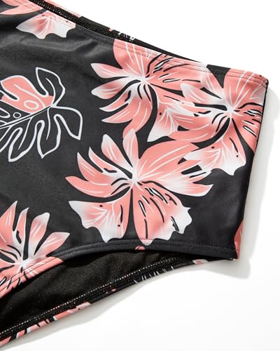 Image of SUUKSESS Women Tummy Control Tankini Bathing Suit Ruffle High Waisted Swimsuit