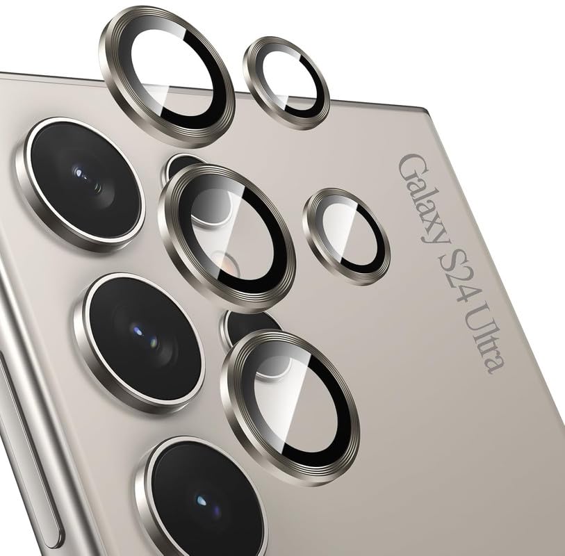 Image of Skinomi Camera Lens Protector Compatible with Samsung Galaxy S24 ultra 5G [Anti-Scratch] Premium Tempered Glass Film Aluminum Alloy Lens Ring Cover- Titanium Grey