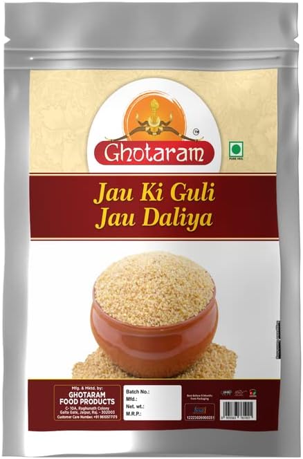 Ghotaram Jau Barley Daliya, Broken Cracked Pearl Barley, Jau Ka Daliya Pearl Barli Porridge Daliya, Jau Guli Flour-100% Pure,100% Natural, with High PROTEIN High FIBRE, Sprouted Jau Barley Dalia-240g