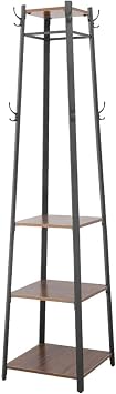 POWHA Coat Racks Coat Rack Coat Stand with 3 Shelves Hall Trees Free Standing with Hooks for Scarves, Bags and Umbrellas Steel Frame Coat Rack Freestanding, size