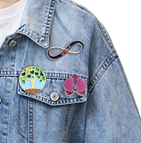 Enamel Pin Set Cute Pins for Backpacks, Tree of Life, Orchid, Infinity Love Enamel Pins Thanksgiving Gifts Christmas Gifts