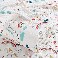 Produktbild von Chickw1 Musselin Babydecke 110x110 Cm – Aus Baumwolle, Mit Eichhörnchen-Druck, Vielseitig Als Pucktuch, Kuscheldecke