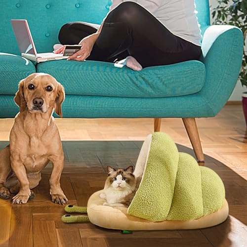 Snail Slipper Hundehöhle Bett- Nettes und bequemes überdachtes Haustiernest kleine und mittelgroße Katzen oder Hunde | Plush Pet Hideaway gemütlicher Schlaf, weiches Winterfrühbett, ideal lo-4