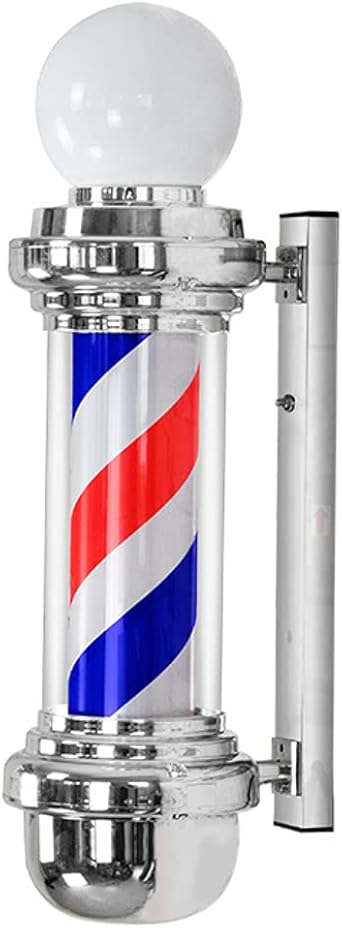Barber Pole LED Red White Blue Stripes Rotating Light 68Cm Classic Barber Shop Hair Salon Sign Light Waterproof Indoor Outdoor Wall Mountable Lamp